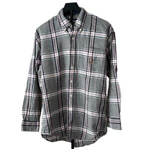 Chaps Ralph Lauren Preppy Plaid Button-Up Shirt – Men’s Medium – 100% Cotton